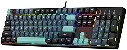Redragon Teclado para jogos RGB com fio K582 SE, teclado mecânico de 104 teclas com soquete de troca a quente atualizado, kit de amortecimento de ruído, teclas PBT de cores mistas, interruptor