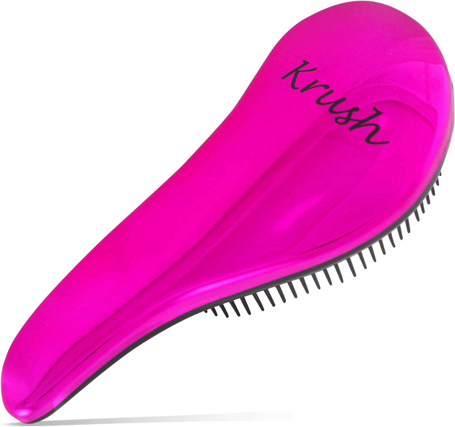 Krush Glide Thru Ergonomic Detangling Brush for Adults & Kids Hair - Detangler Comb & Brush for Natural, Curly, Wet or Dry Hair – Rose Red