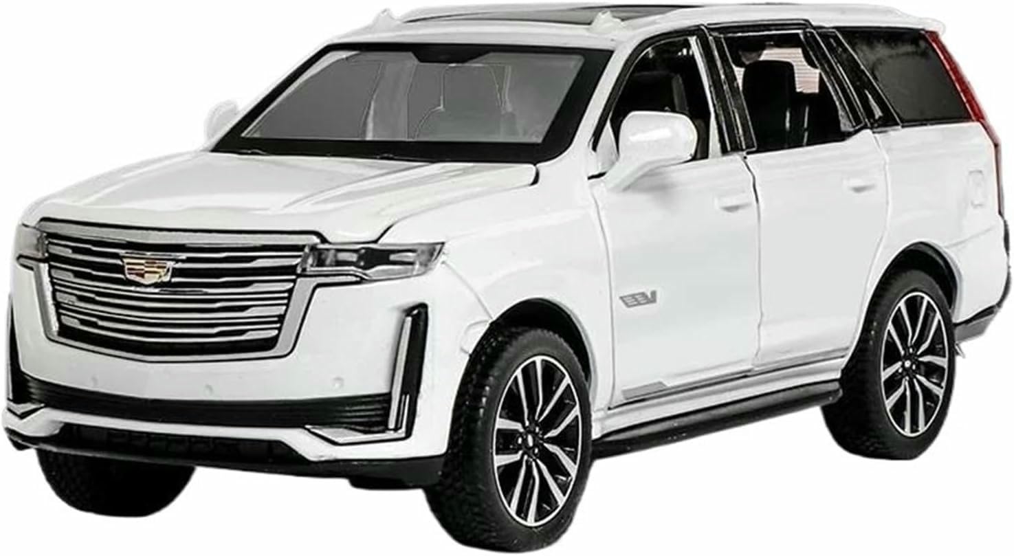 DEAVER Modelli auto lega pressofusa 1:32 per Cadillac Escalade SUV modelli veicoli scala rifiniti alla moda kit per esposizione souvenir collezione(White)