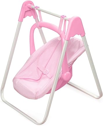 Badger Basket Doll Swing Carrier - Adjustable Toy Swing for 18 Inch Dolls with Sturdy Frame, Lightweight Portable Design, and Easy Assembly - Pretend Play Accessory