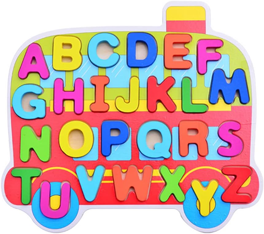 Wooden Alphabet puzzles,Letters Sorting ABC Blocks Matching Game,Montessori Jigsaw Early Learning Educational Toy(b1)