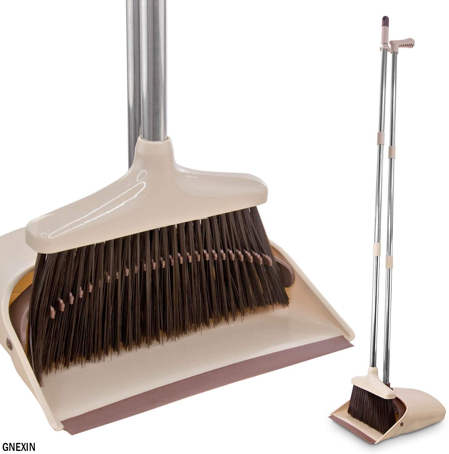 Gnexin Broom and Dustpan Set with Long Handle Heavy Duty Broom and Upright Standing Broom with Dustpan Combo Set for Home Office (B0CYLC167T) Amazon Price History, Amazon Price Tracker