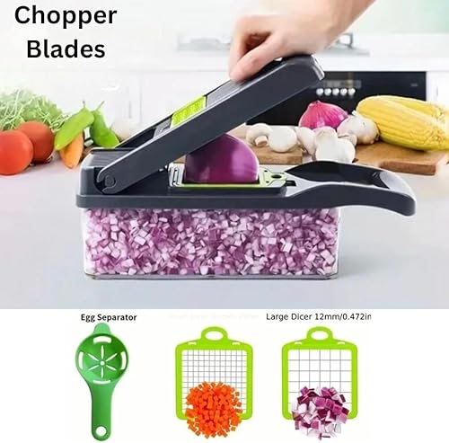Miniatura 2 de Vegetable Chopper Dicer Cutter Slicer Multifunctional - Veggie Chopper with container 12 in 1 with 7 blade, Vegetable Cutter, Onion Dicer, Grater