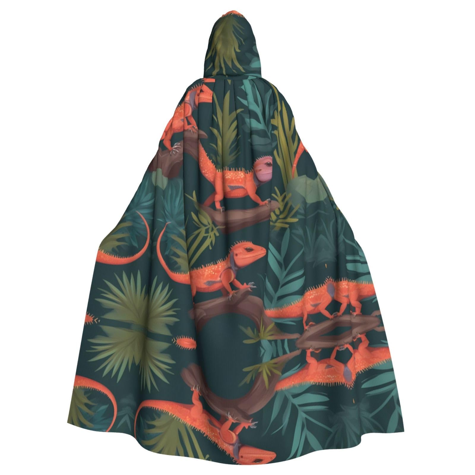 Longue cape à capuche imprimé lézards épineux pour cosplay et jeu de rôle - 8