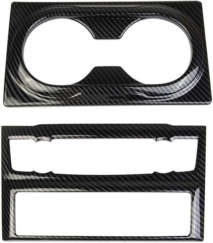 Miniatura 3 de Korlot Cubierta de tablero de consola central con patrón de fibra de carbono, accesorios para Nissan Titan 2017-2024 (panel de CA+portavasos (para