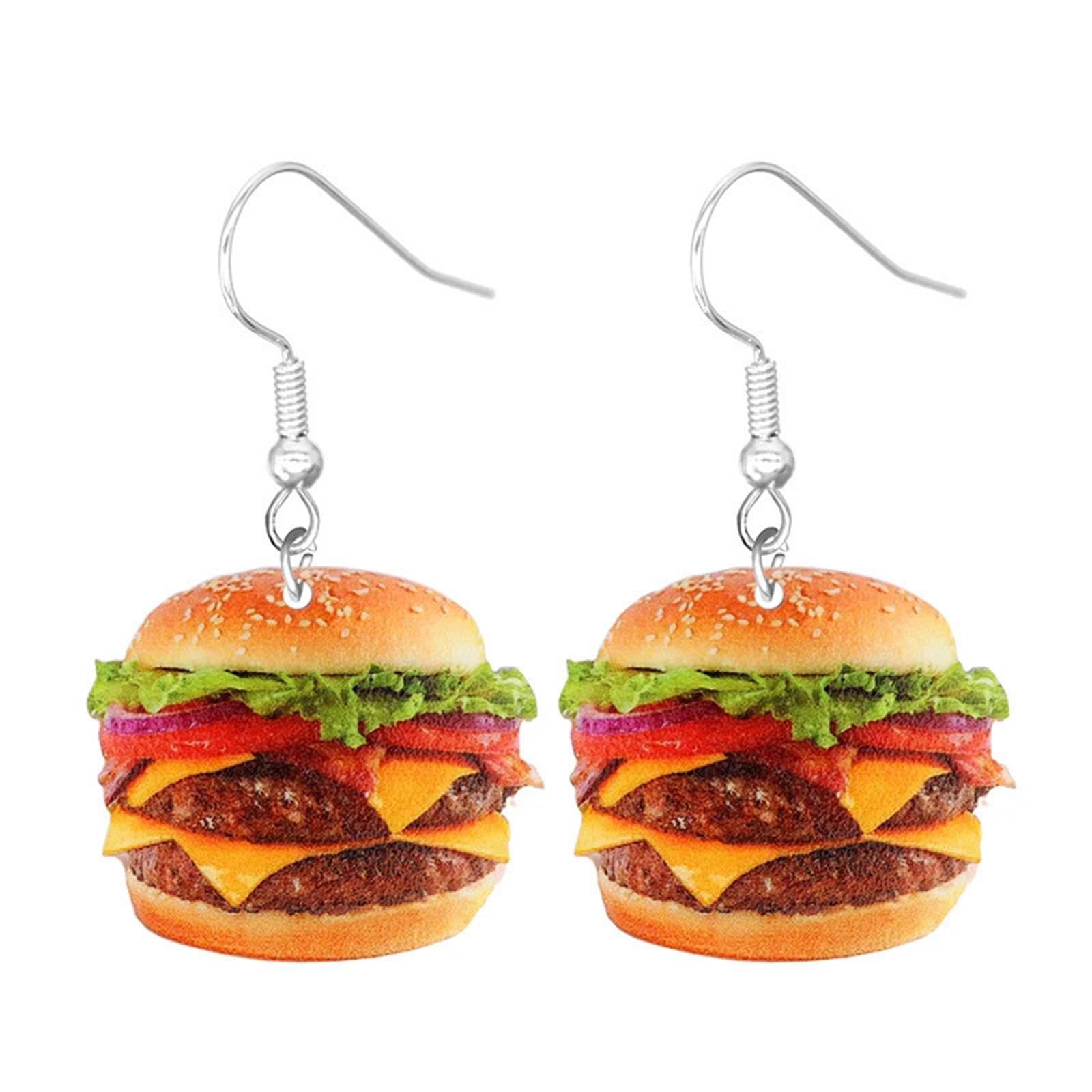 Imitation Food Earring Fries Hamburger Dangle Earrings Taco Bread Cookies Earrings for Women