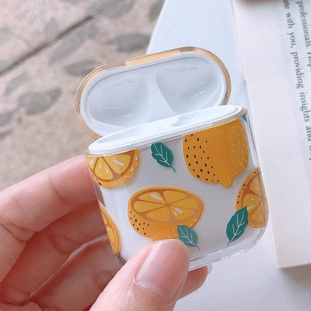 Airpods Case, Cute Airpods Cover, JANDM Clear Smooth Shockproof Protective Girls Kids Flowers Case for Apple AirPods Charging Case 2 & 1 (Lemon)