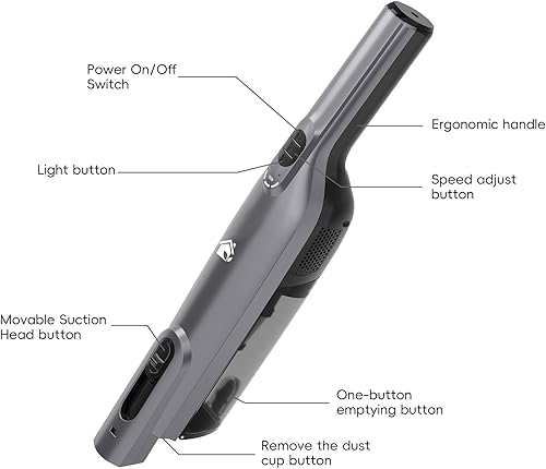 Miniatura 8 de Aspiradora de mano inalámbrica, aspiradora de mano portátil ligera con luz LED, aspiradora de mano recargable con base de carga, potente succión