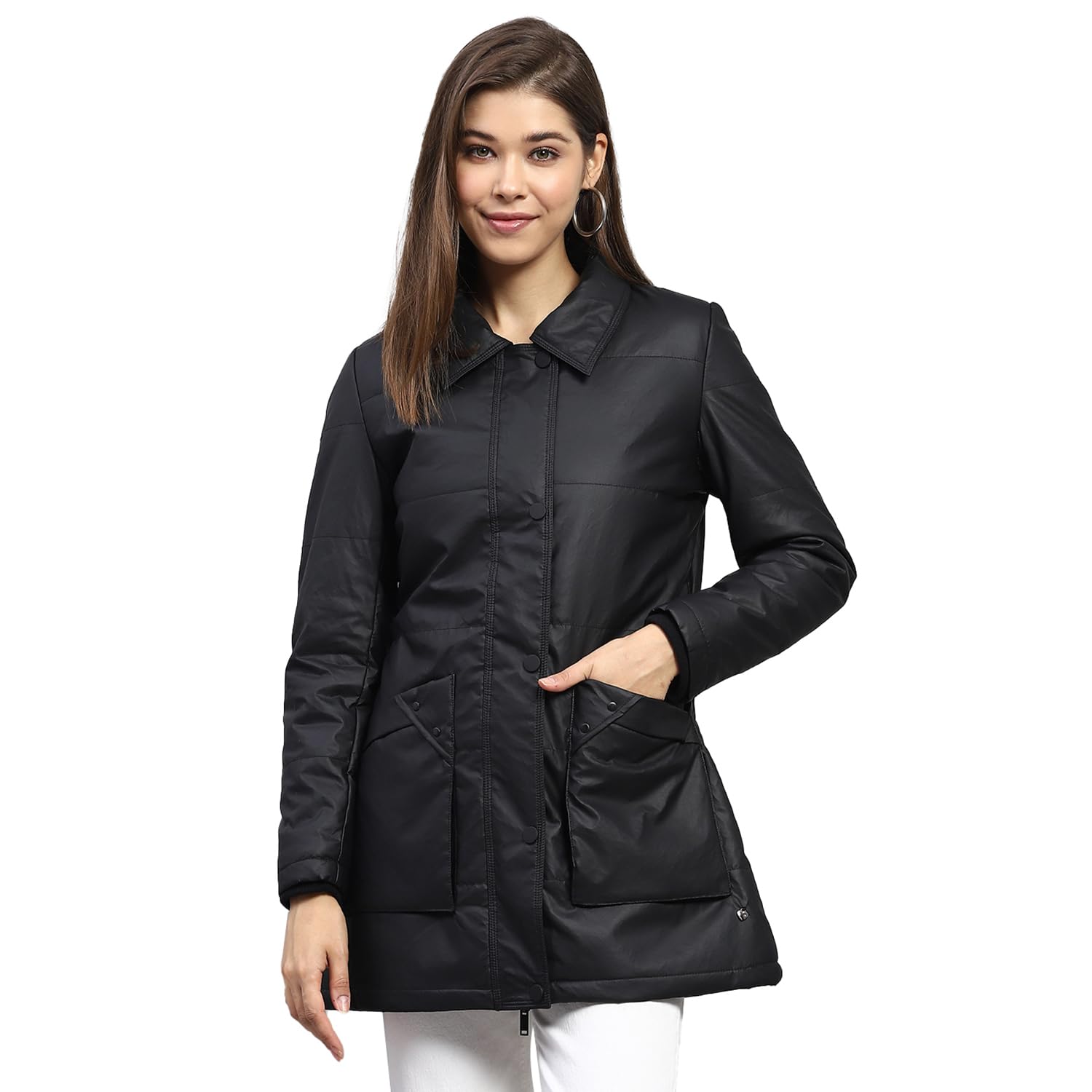 monte carlo Women's Polyester Blend Regular Self Design Collar Neck Full Sleeve Jacket-picture-34