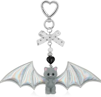Y2k Cat Plush Keychain Cute - Black Fuzzy Kitty Bag Purse Charms Kawaii Key Chain Halloween Gifts for Cat Lover
