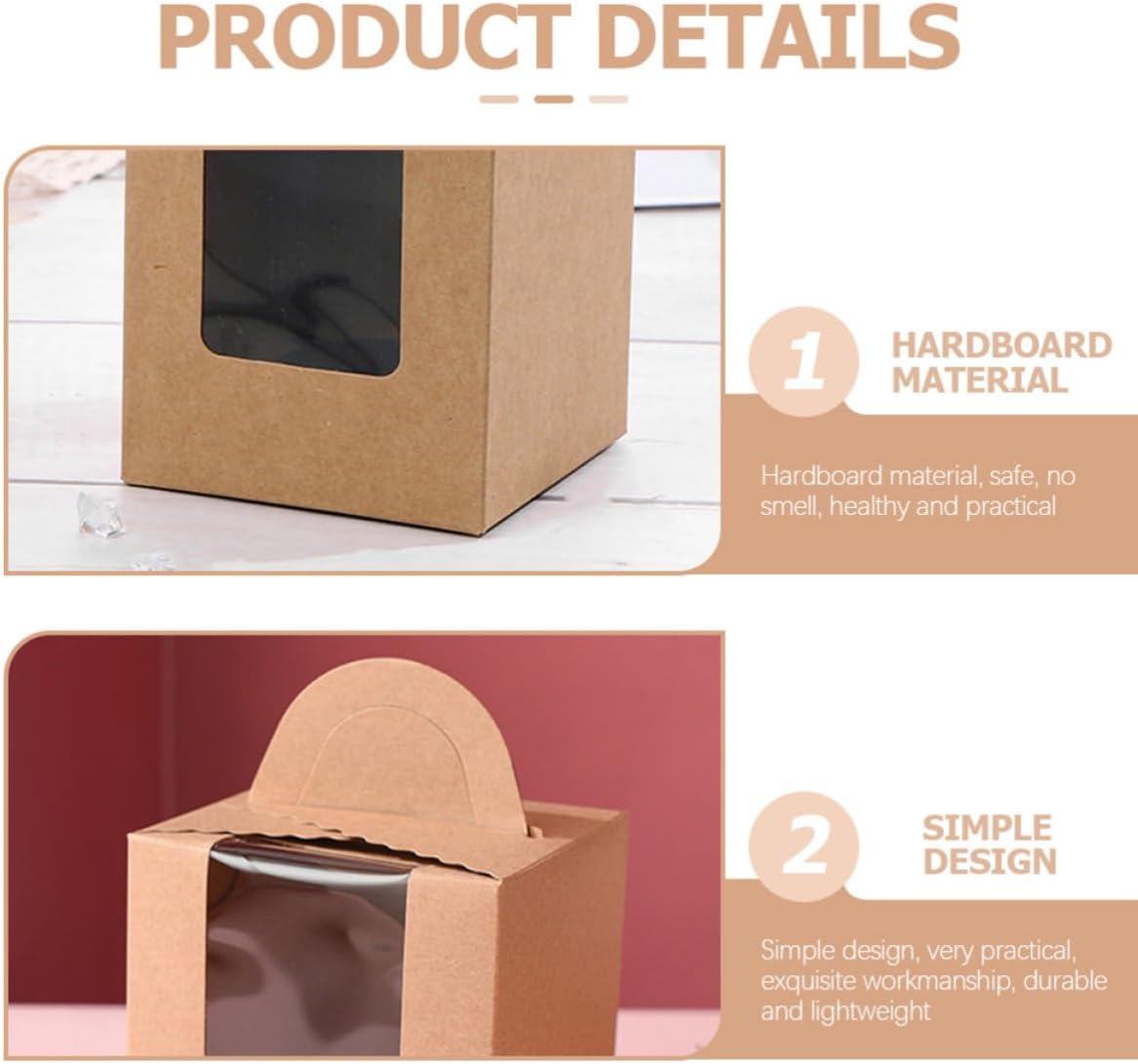 24pcs Foldable Cupcake Carrier Box with Window and Inserts Handheld Cake Packing Boxes for Birthday Parties and Celebrations