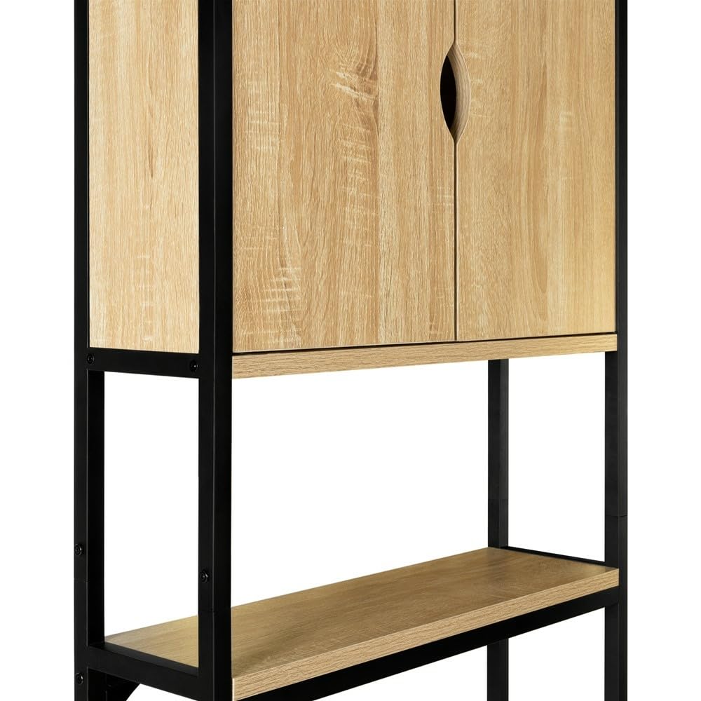 FACILITYS - Meuble WC, 64,5 x 19,5 x 178,5 cm - Meuble Rangement WC, en Bois - Étagère Rangement Toilette, Salle de Bain, Effet Bois et Métal, Industriel