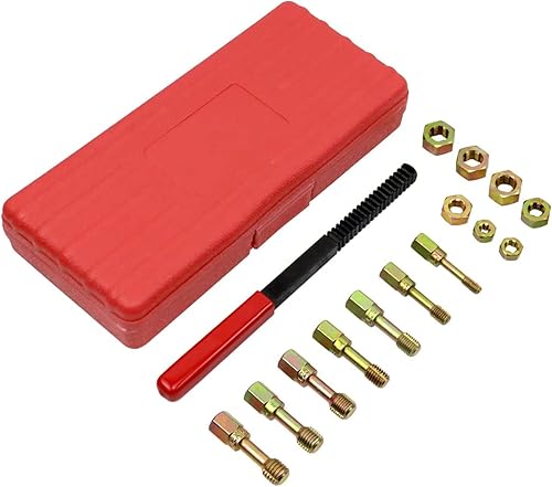 Miniatura 7 de RULLINE Juego de 15 piezas de perseguidor de roscas métricas, juego universal de 7 piezas, kit de herramientas de reparación de roscas universales,