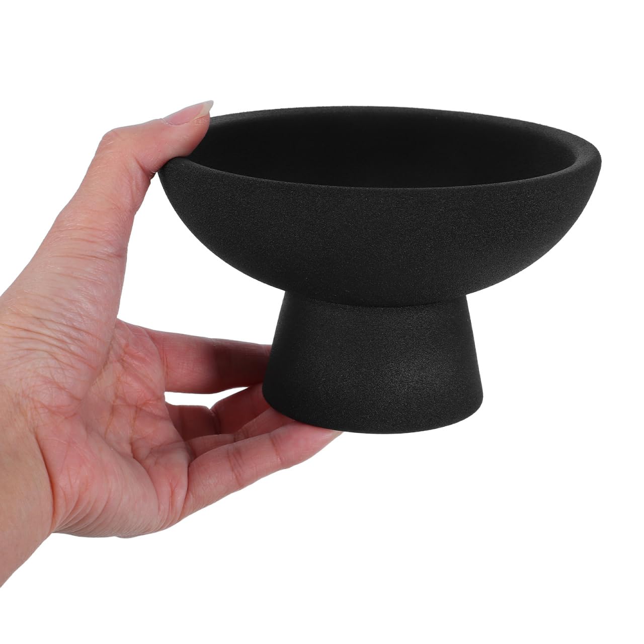 YARNOW Ciotola Per Frutta In Ceramica Ciotola Con Piede Ciotola Rotonda Per Dessert Ciotola Decorativa Per Decorare Il Tavolo Della Cucina Nera