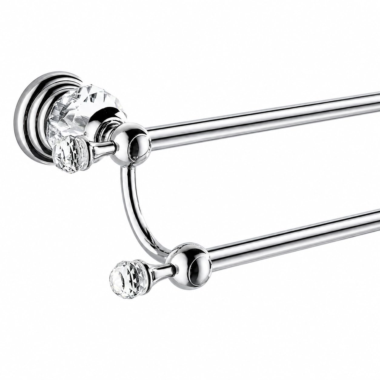 WINCASE Chrome Towel Bar, Adjustable Double Towel Holder, Silver Crystal Bathroom Towel Racks Wall Mounted