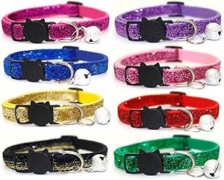 8er Set Katzenhalsbänder mit Schnallen Glitzerhalsbänder für Katzen, schnell entfernbar, reflektierend Sicher und stylisch für Kätzchen und Erwachsene Katzen