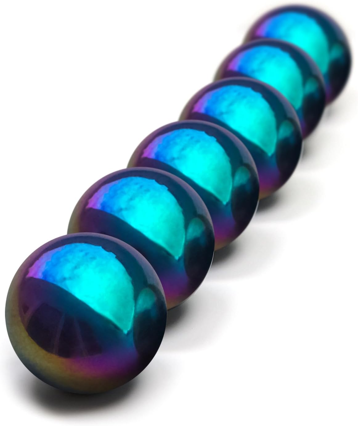 6 Pieces of 1.26" Sphere Magnet Rainbow Magnetic Balls | Hematite Rattle Snake |Fidget Toys for Anxiety | Large Magnetic Balls | Magnets for Kids