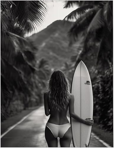 Miniatura 104 de Arte de pared de surf de moda, fotografía retro en blanco y negro, póster de surf, impresión costera, impresión vintage de surf, pósters deportivos