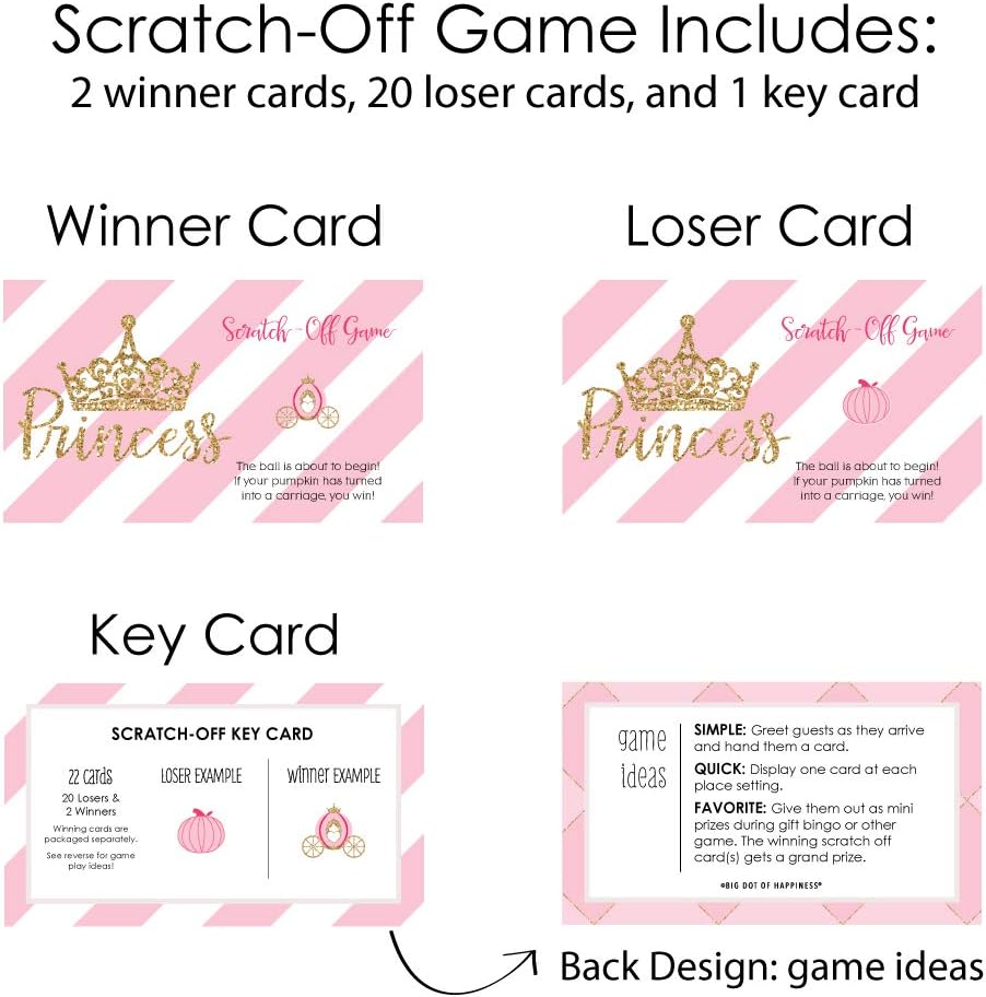 Big Dot of Happiness Little Princess Crown - Baby Shower Scratch Off Cards and Gamerific Bundle