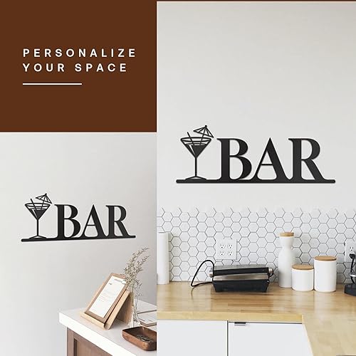Miniatura 7 de Vivegate Decoración de pared de barra de metal, letras modernas de barra negra para decoración de bar del hogar barra,Hora