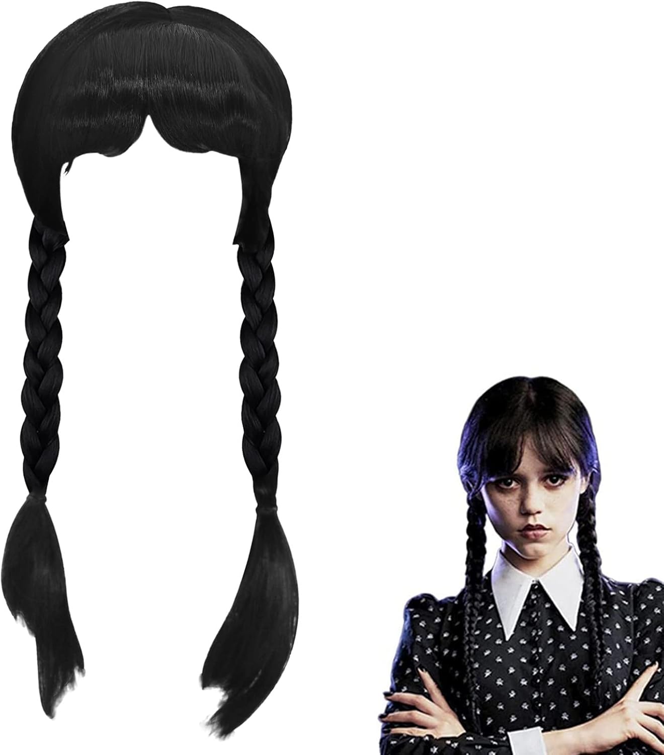 BGTLJKD Wednesday Addams Wig for Children, Wednesday Addams Costume