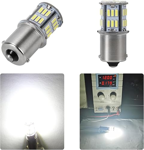 Miniatura 2 de Paquete de 10 bombillas LED superbrillantes 1156 1141 1003 BA15S para automóviles 12V sin polaridad 39-SMD chipsets LED con proyector para luces