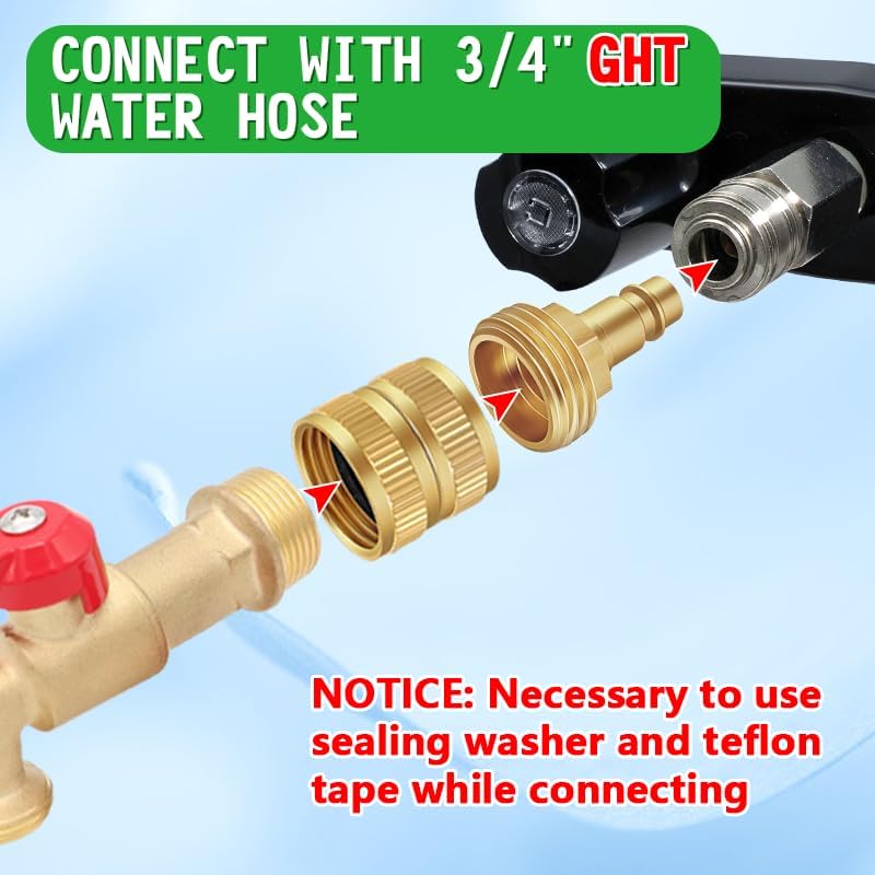 RV Spray Port Hose Quick Connect, Lead-Free Brass RV Spray Away Port Quick Connector, 3/4" Female to Female Swivel Hose Adapter, 1/2" to 3/4" Quick Connect for RV Exterior Shower Faucet