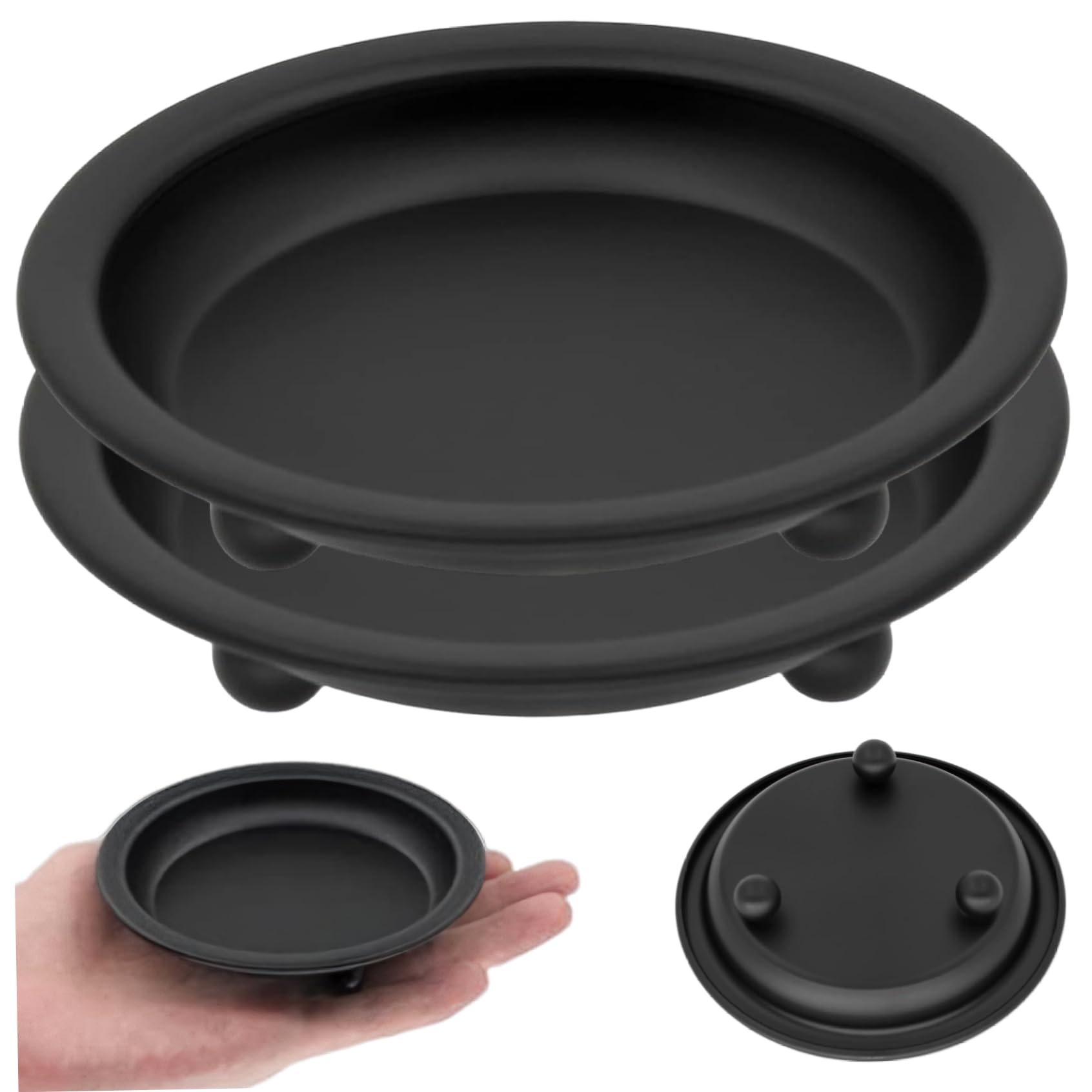 Bemonew Black 2Pcs Candle Plate 4.3X0.8inch Candle Holder Easy To Clean Tray Decorative Iron Pillar Holder For Bathroom Living Room Spa Weddings