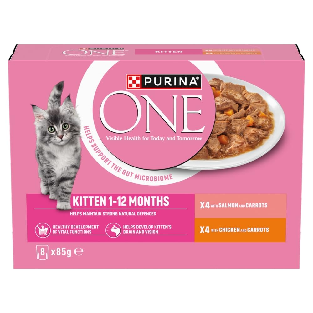 PURINA ONE Kitten Mini Fillets Salmon and Chicken Wet Cat Food 8x85g