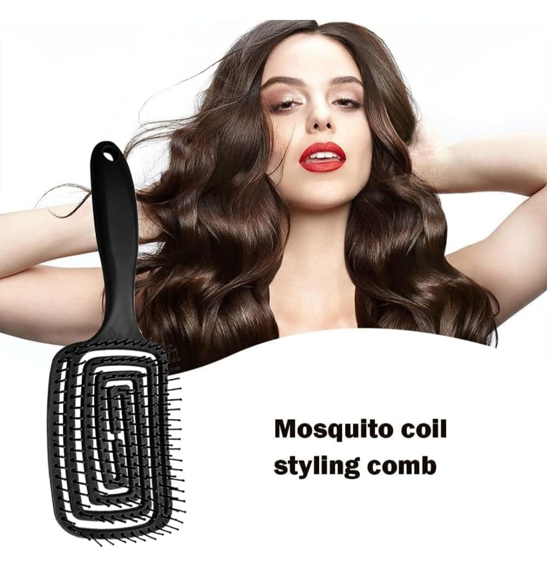 Feelhigh Detangling Brush, Dry and Wet Vented Detangler Hair Brush for Women and Men, Professional Paddle Curved Styling Hairbrush for Straight/Curly/Thick/Long/Wavy/Damaged Hair (Black) 2