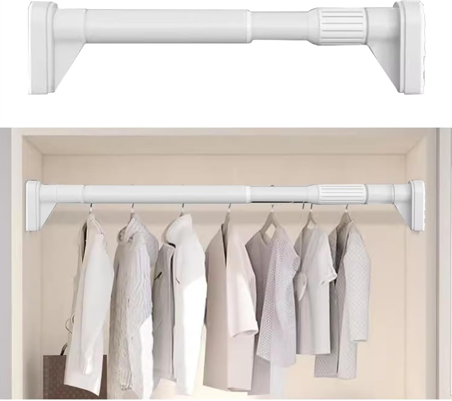 Closet Rod Adjustable Rv Closet Tension Rods for Hanging Clothes, No Drilling Shower Curtain Bar, Non-Slip Wardrobes Clothing Pole for Bathroom Laundry Room
