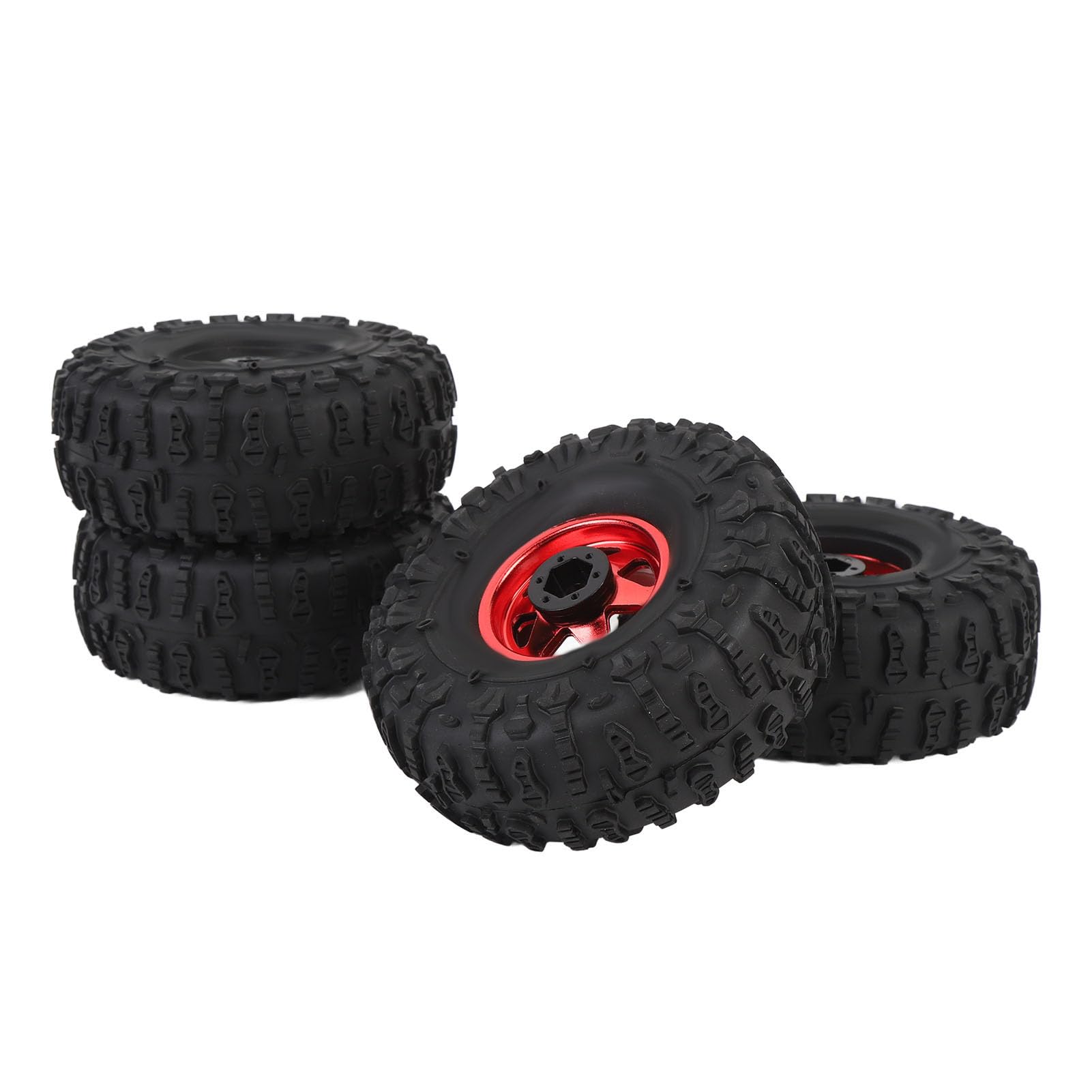 Generic Wysokowydajny Zestaw Opon 1,9 Cala do Gąsienic RC na Trudne Przygody do Axial SCX10 Wykonany z i Metalu, 4 szt. (czerwony)