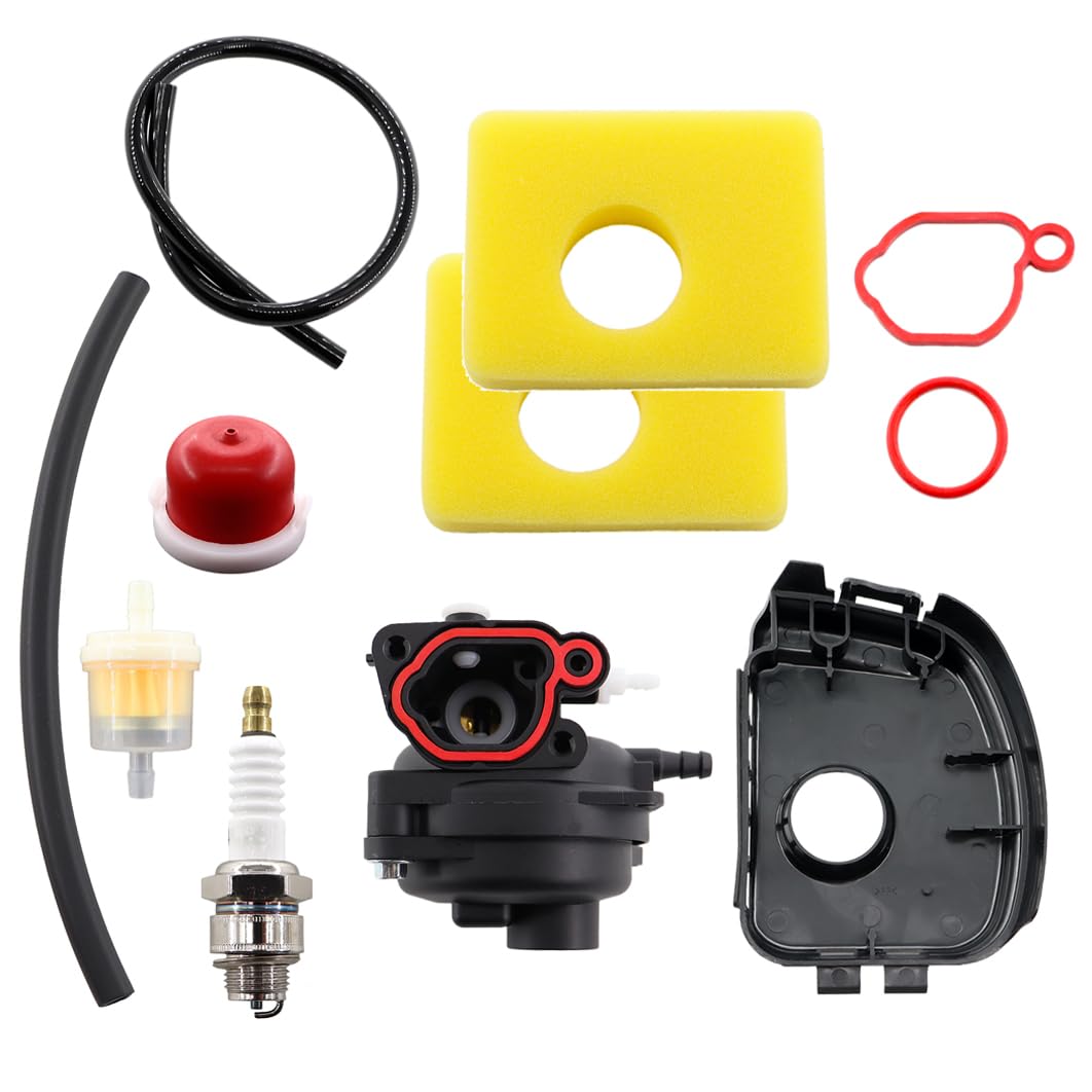 MCHNIC Carburetor & Air Filter Cover Kit for 799583 Briggs & Stratton 300E 450E 500E OVH 125cc 140cc 08P502 09P602 series Rep 591160 595656 591979 593261Lawn Mower