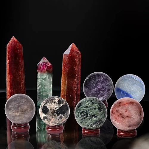 Miniatura 7 de AMOYSTONE Bola de labradorita Bola de cristal de cuarzo natural con base de madera