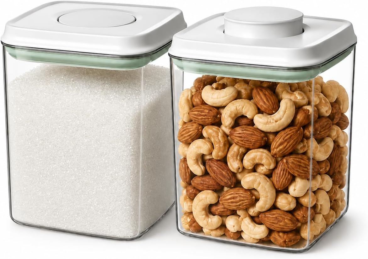 2-Pack 4.2 Qt 5 lb Flour Storage Containers with Scoops & Pop Lids