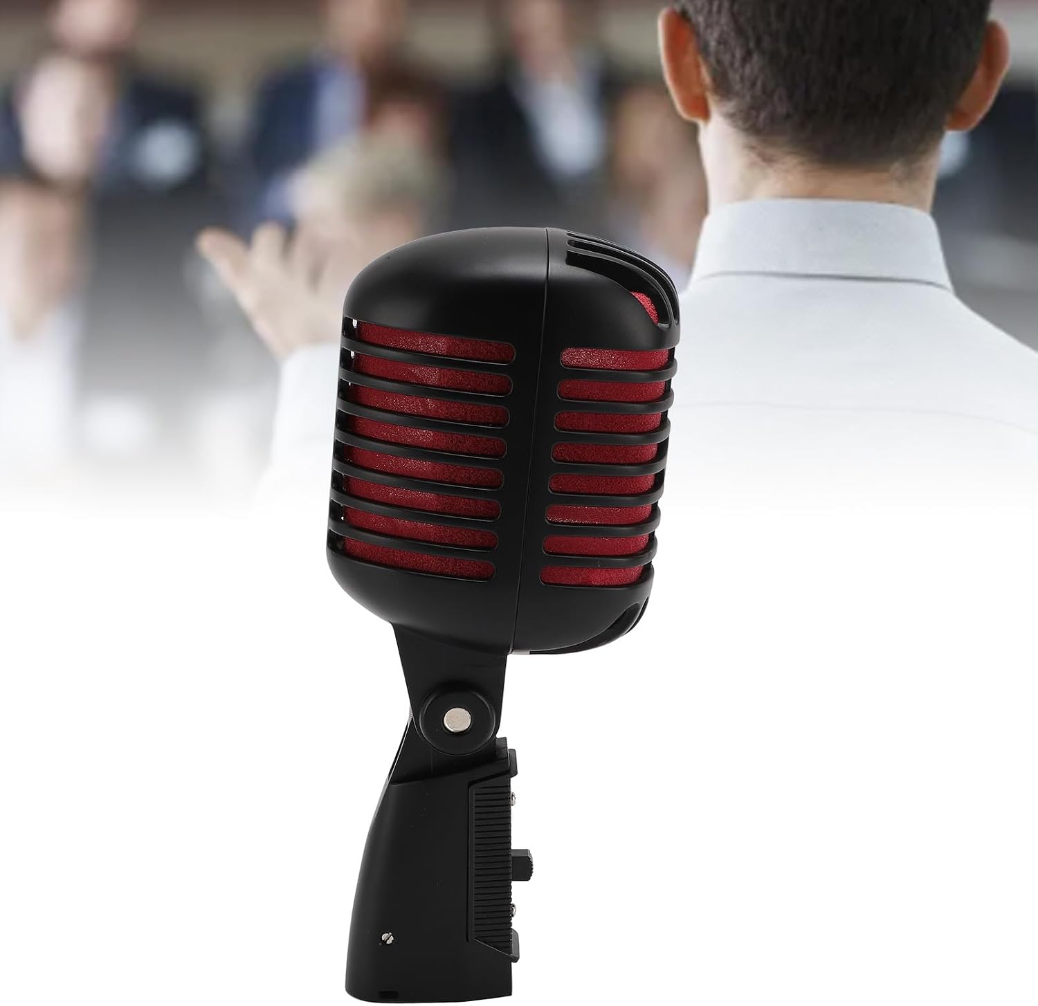 Vintage Dynamic Microphone, Classical Stage Performance Antique Mic, Plug and Play Black