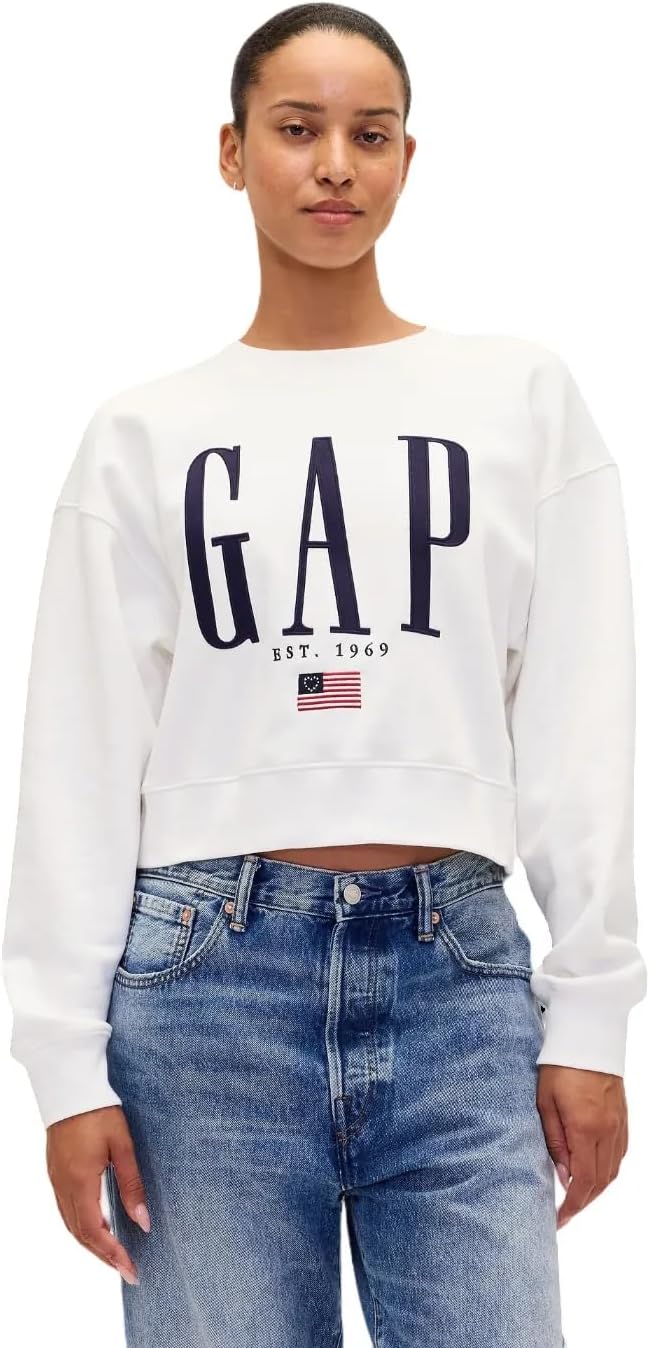 GAP Women's Logo Relaxed Cropped Pullover