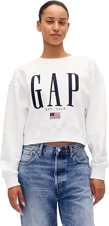 GAP Women's Logo Relaxed Cropped Pullover