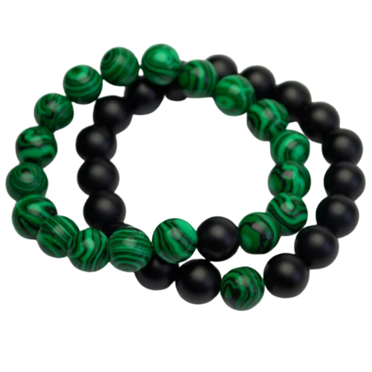 Bracelets de couple malachite et onyx 10mm à porter au quotidien pour l'amour à distance - 7