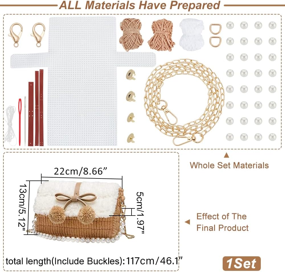 WADORN DIY Knitting Crochet Handbags Kit, Mesh Plastic Canvas Kits for Shoulder Bags DIY Knitting Crochet Crossbag Materials Handmade Purse Stitching Kit for DIY Crafting Embroidery Projects, Peru image 2
