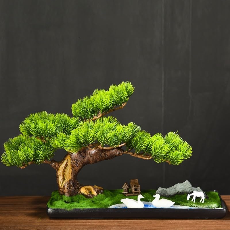 Bonsaï Artificiel Simulation Plante bonsaï Plante Verte en Pot Salon Maison Bureau créatif Paysage décoration Chinois Zen Ornements Faux Arbre D'intérieur