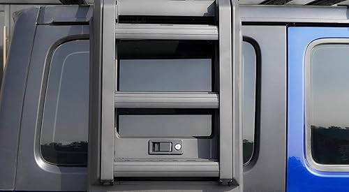 Miniatura 6 de Cesta de carga y escalera para Jeep Wrangler JL 2018-2025 y Jeep Gladiator JT 2020-2025 Kit de portaequipajes de techo duro de aluminio negro