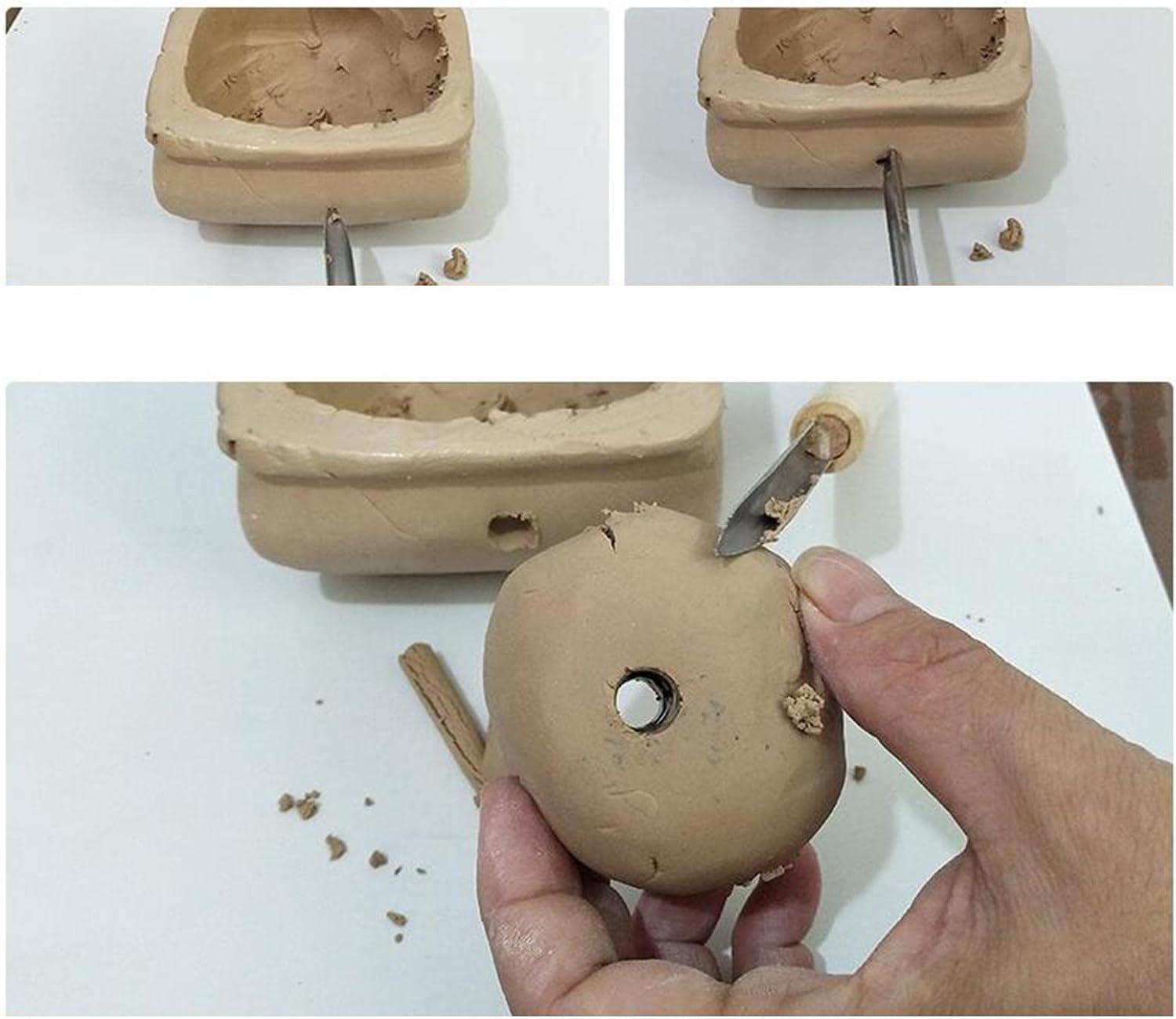 4X Stainless Steel Circular Clay Hole Cutters Punch Carving Circle Pottery Rubber Sculpture Punching Polymer Cutting Marking Artist Student Tool
