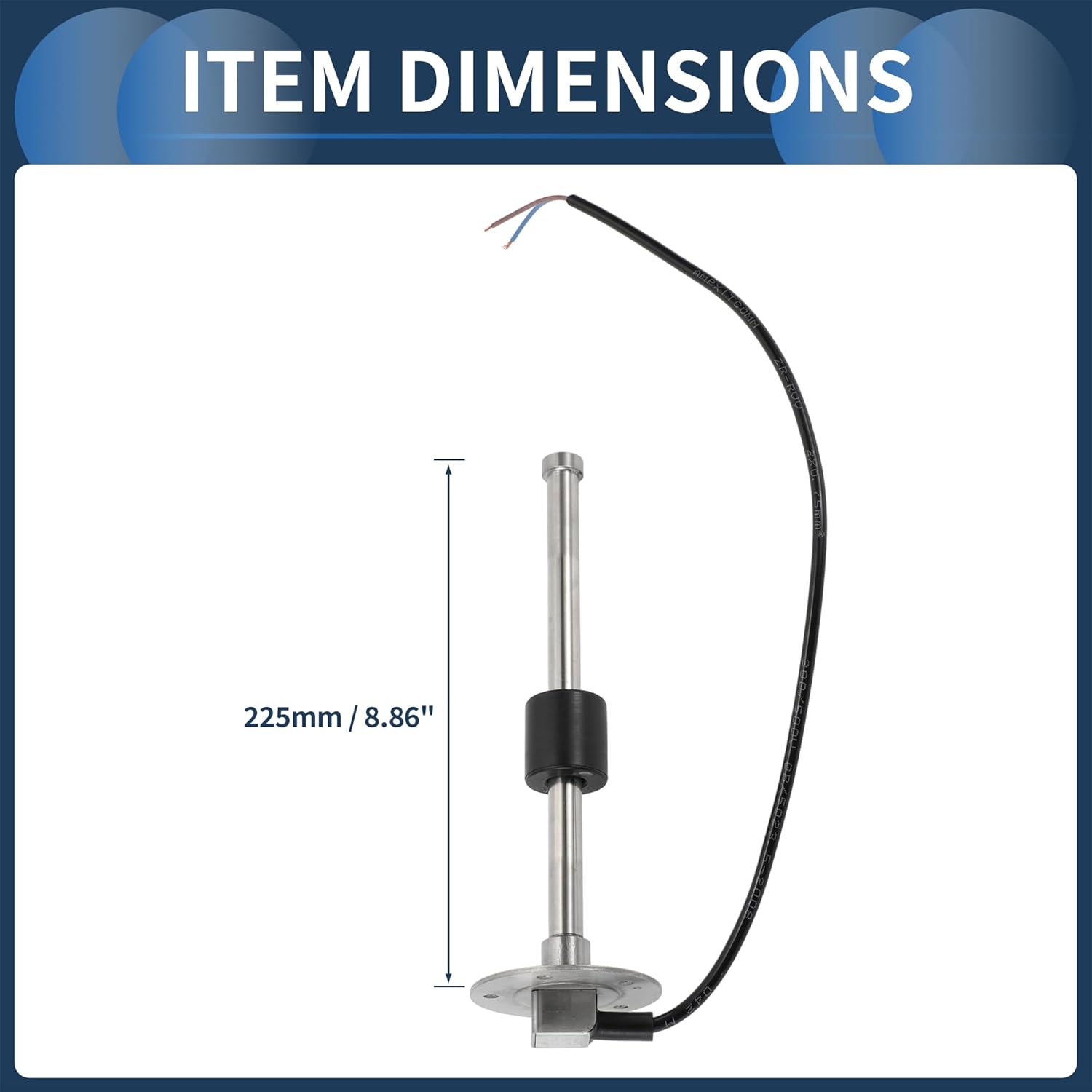 Fuel Sending Unit and Gauge Kit 225mm Length Boat Fuel Sending Unit Marine Fuel Sender Unit Metal Black Silver Tone 240-33 Ohm