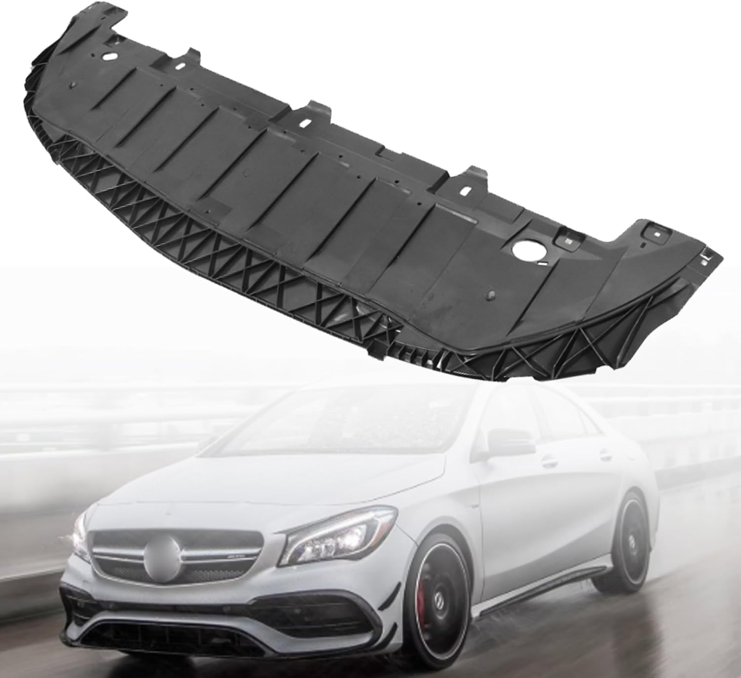 GXARTS Black Bumper Front Lower Splash Cover 117-885-01-00 Compatible with Mercedes-Benz CLA250 Base 4Matic 2014 2015 2016 2017 2018 2019
