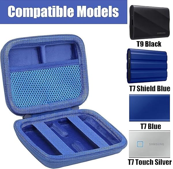 Aenllosi Hard Travel Case Replacement for Samsung T9/T7/T7 Touch/T7 Shield Portable SSD,Blue.(Only Case) by Aenllosi - Image 2