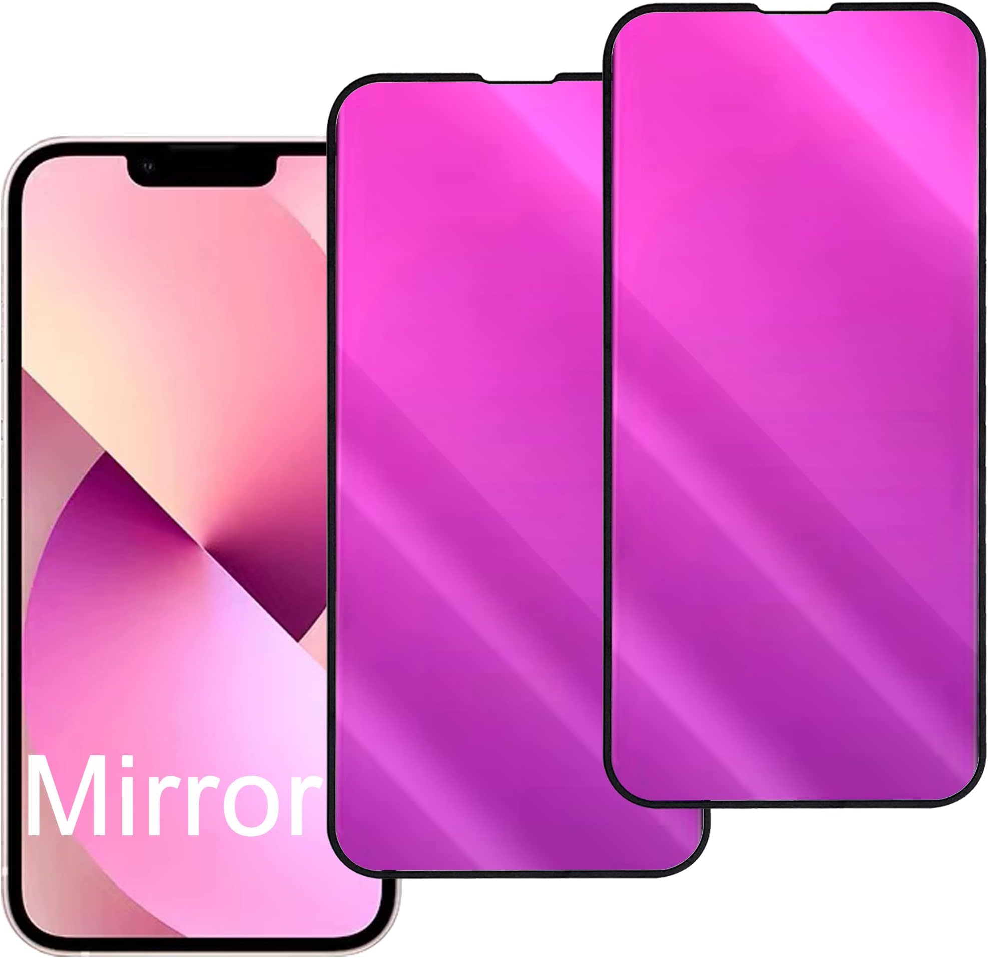 UmhlabaUmhlaba Compatible with iPhone 14 and Compatible with iPhone 13/13 Pro Screen Protector Mirrored colorful Mirror Effect Tempered Glass Bubble Free Case Friendly HD Clear film 6.1 inch 2 Pack(Purple)