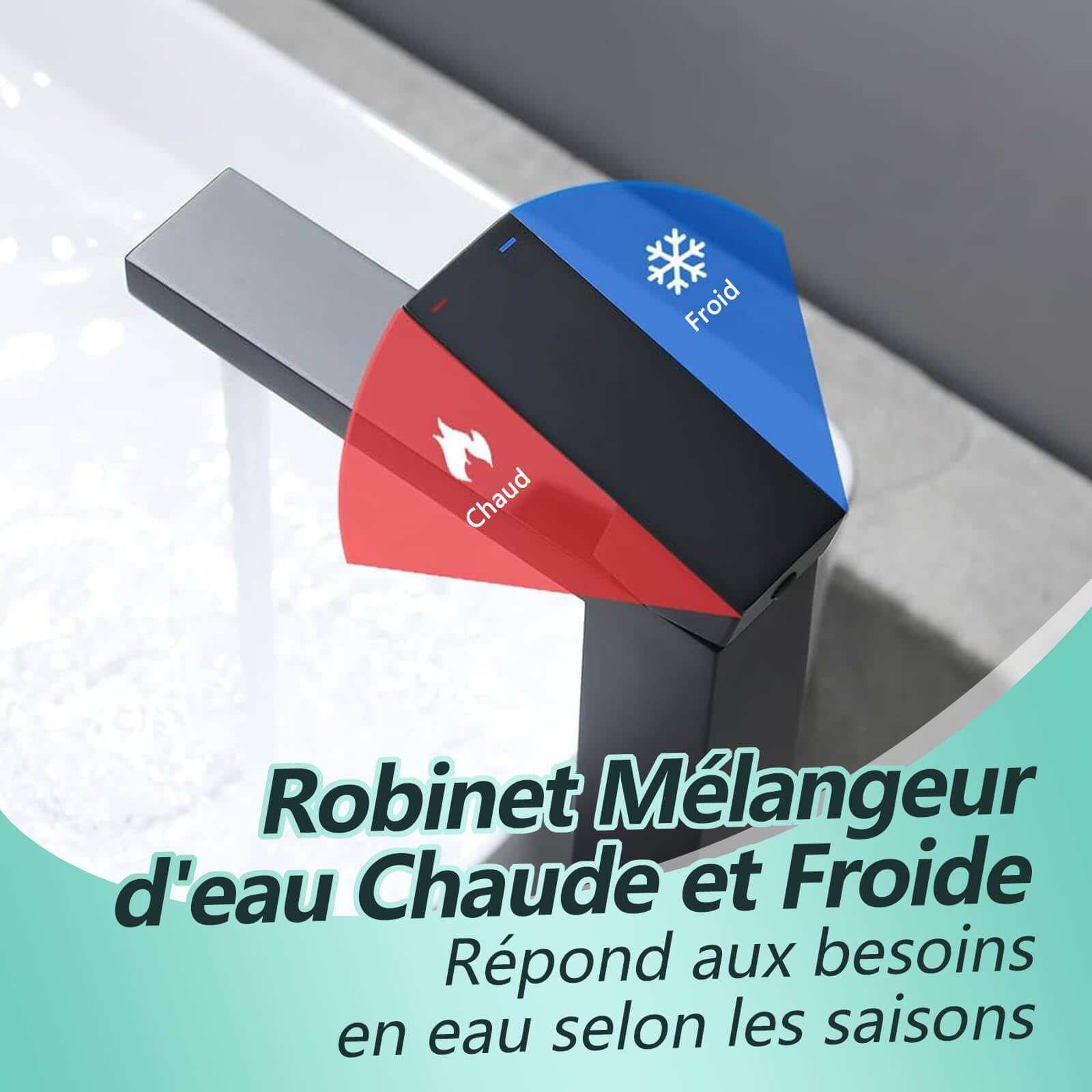 Robinet Salle Bain Noir, Mitigeur Lavabo Haut pour Vasque à Poser BuntHaus | Robinetterie Moderne en Acier Inoxydable, avec Aérateur Amovible, eau Chaude et Froide, Sans Plomb et Installation Facile