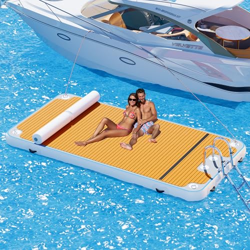 Specraft Inflatable Floating Dock with Ladder, 12.2×6.2FT