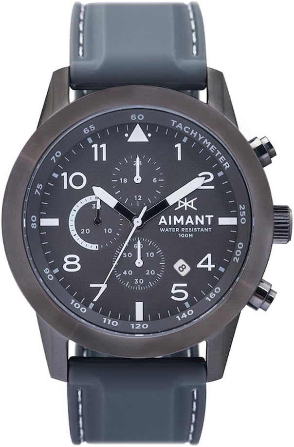 AIMANT Men's Watch Berlin Gun Metal with Grey Silicone Strap GBE-190SI8-88